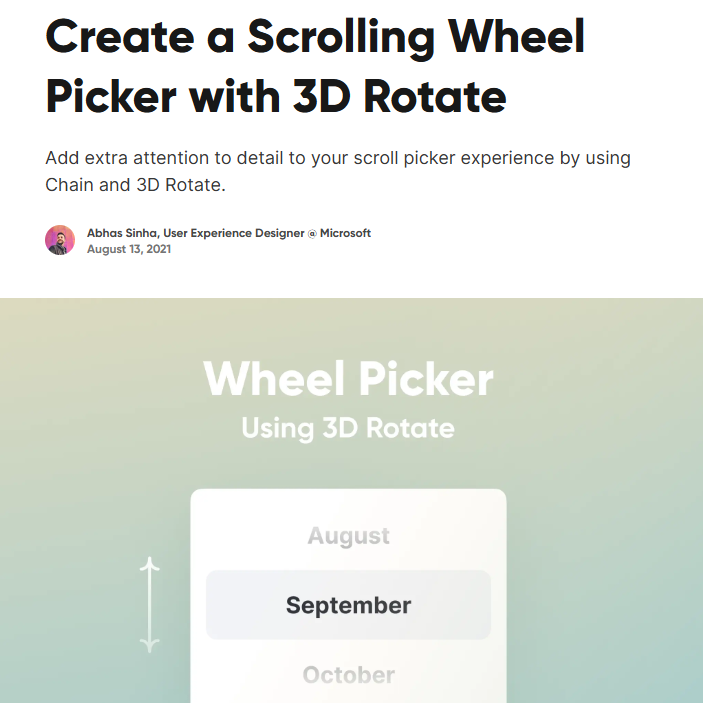 ProtoPie Tutorial - Scrolling Wheel Picker (Sinha, 2021)