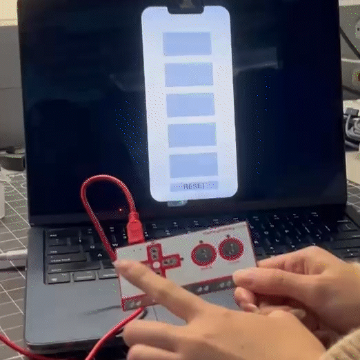 GIF demonstrating interaction with the MakeyMakey and ProtoPie colour key prototype.